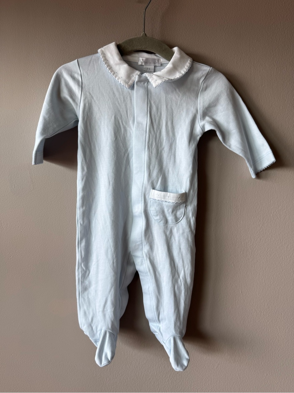Kissy Kissy Pima Cotton Blue New Beginnings Footie with Collar 3-6 Months